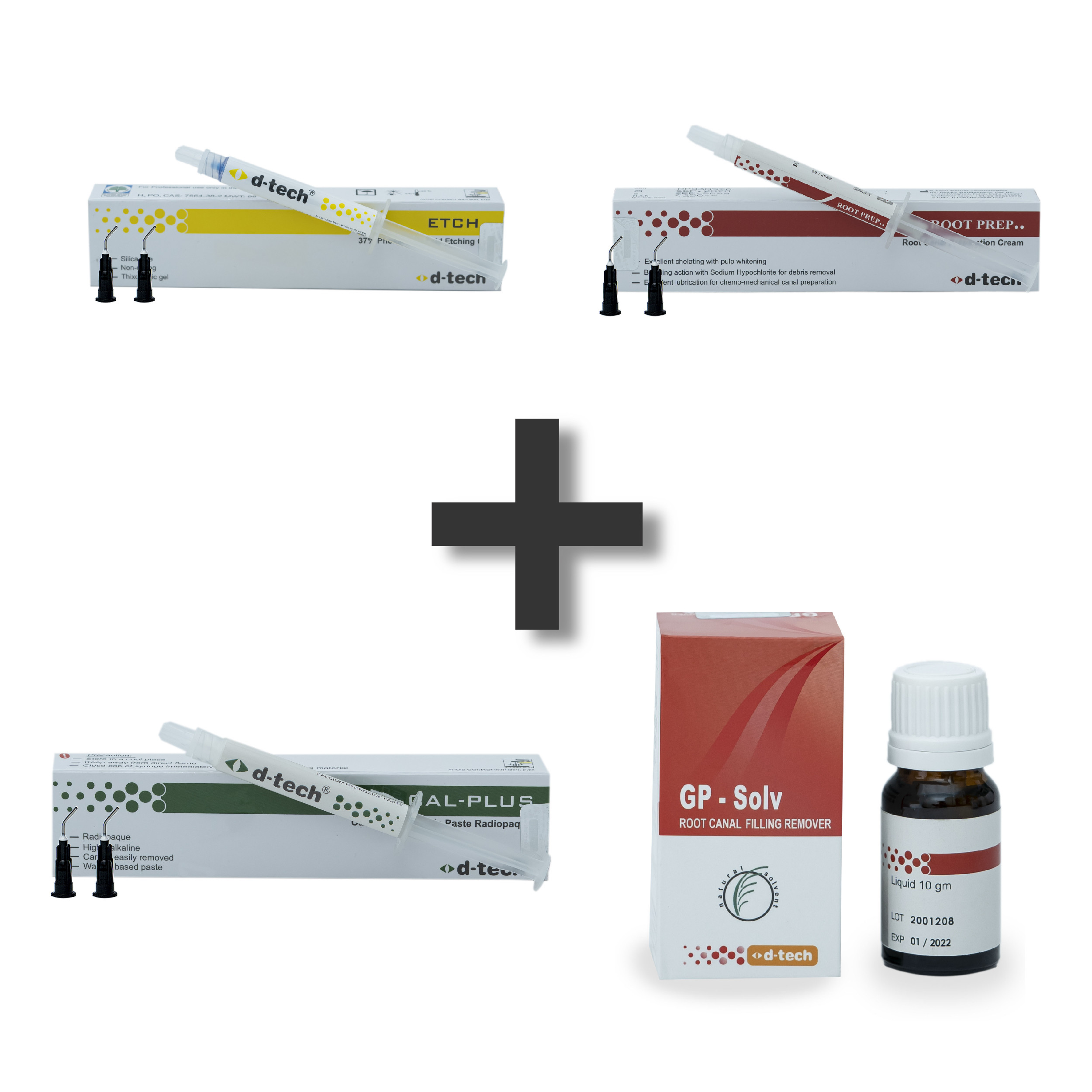 D-Tech Cal Plus +D-Tech Root Prep + D-Tech Etching gel + D-Tech GP Solv
